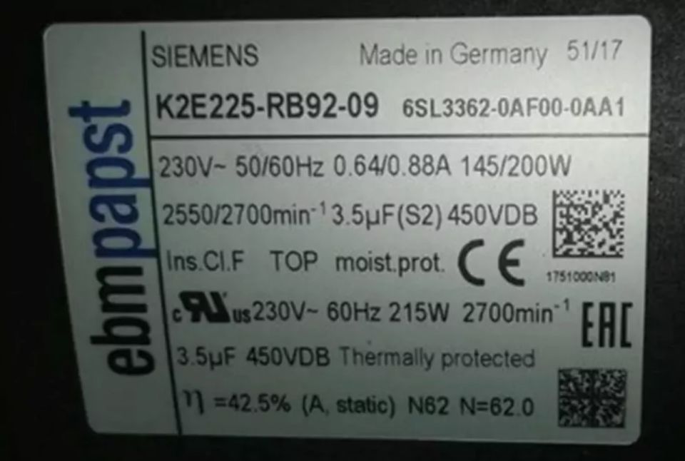 EBMPAPST K2E225-AB92-09 FAN