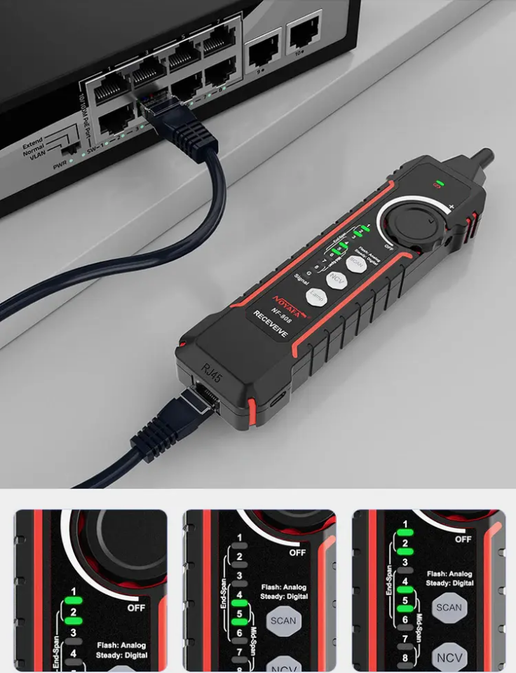 Noyafa NF-808 Çok Fonksiyonlu Ağ Kablosu Test Cihazı RJ45 RJ11