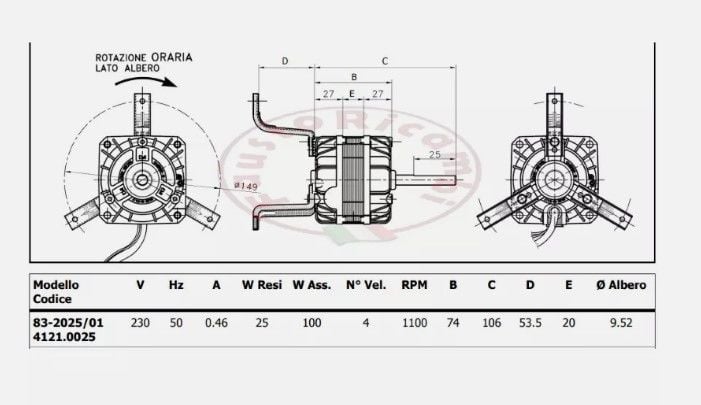 EINWELLEN FC83M-2025/2 TEK ŞAFTLI MOTOR