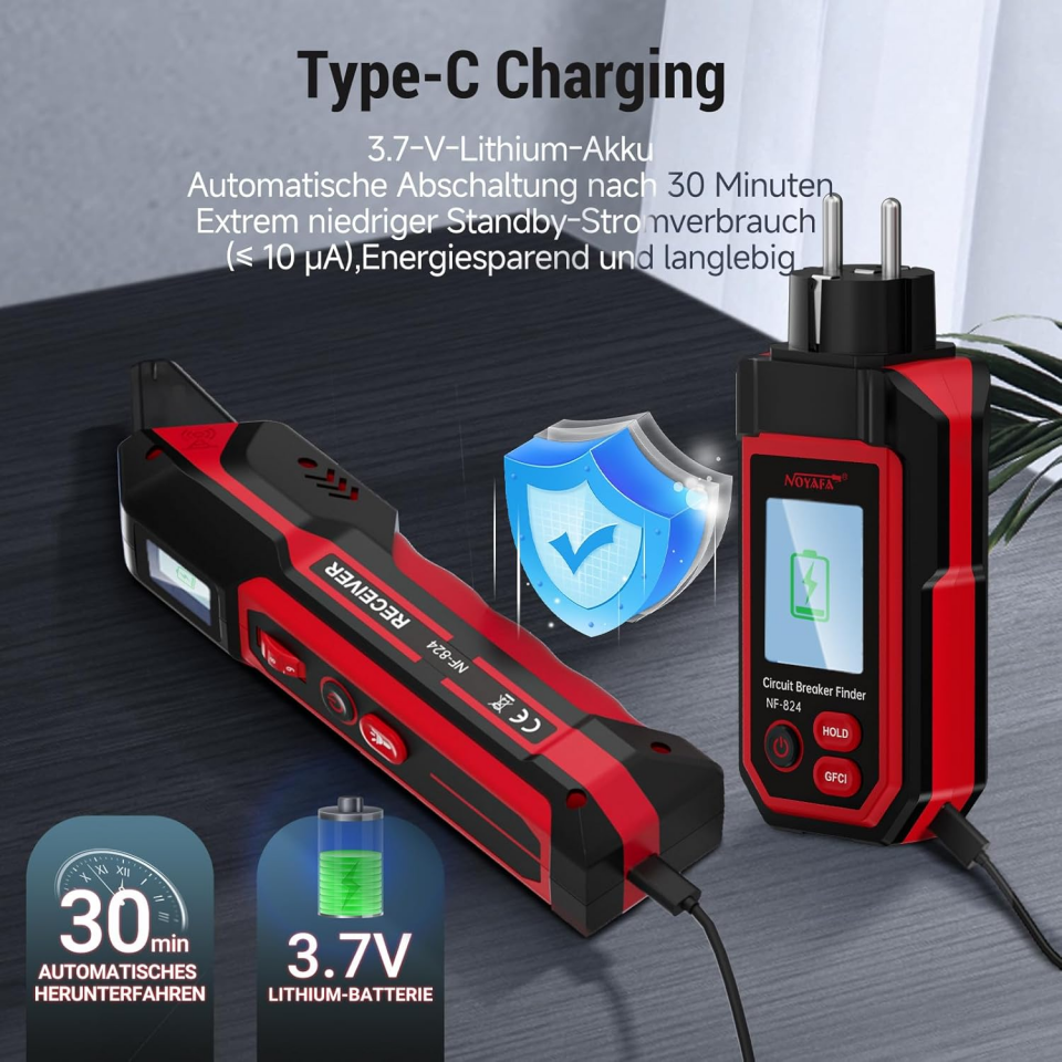 NOYAFA NF-824EU Devre Kesici Bulucu ve GFCI Test Cihazı LCD Ekranlı NCV