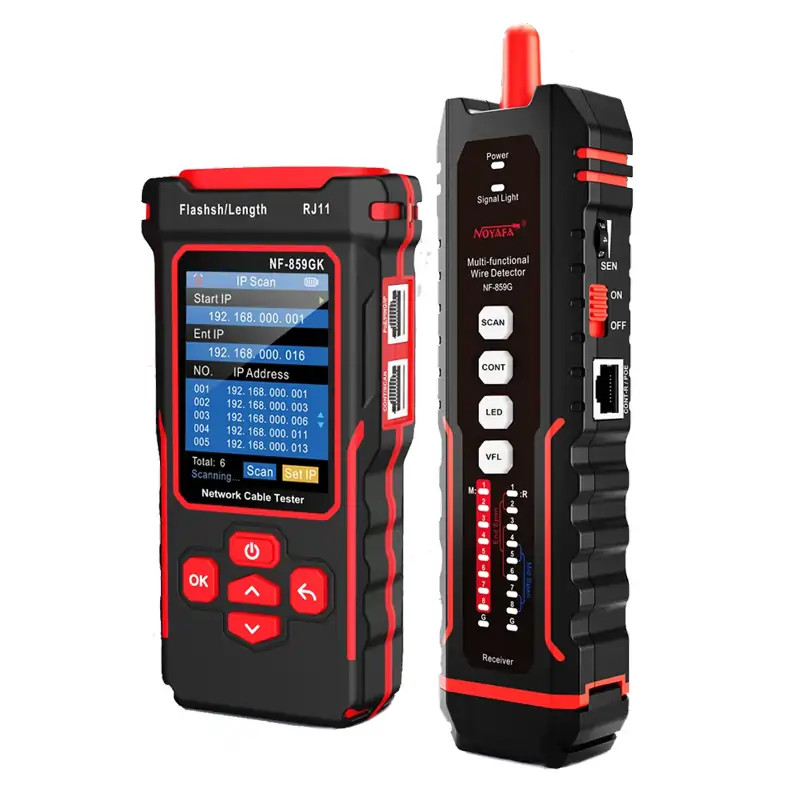 NOYAFA NF-859GK TDR Ağ Kablosu Test Cihazı RJ45 RJ11 CAT5 CAT6 POE VFL 10mW IP & Ping Test