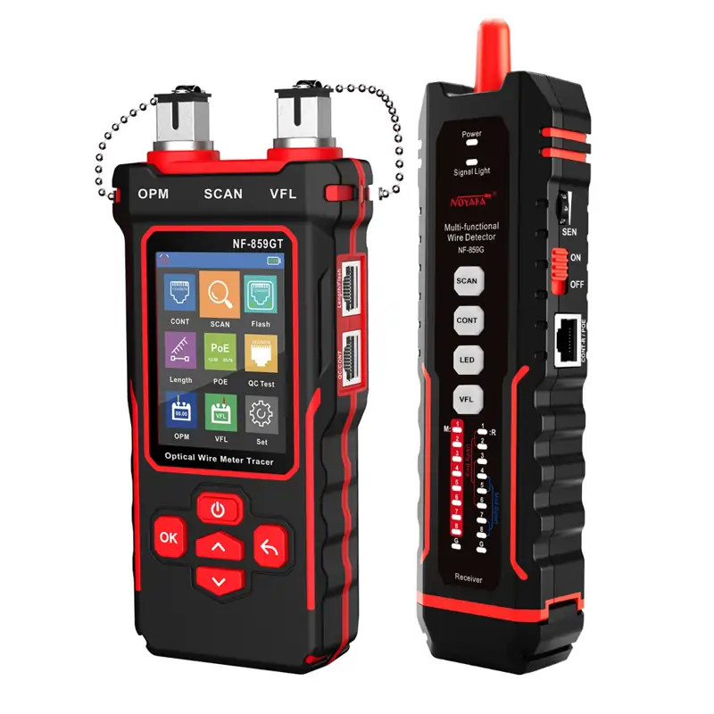 NOYAFA NF-859GT 10-in-1 Ağ ve Fiber Kablo Test Cihazı RJ45 RJ11 CAT5 CAT6 POE VFL OPM