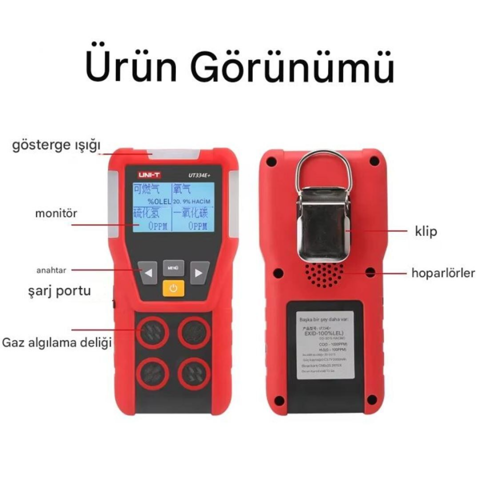 Unit UT334E+ Taşınabilir 4'ü 1 Arada Gaz Dedektörü