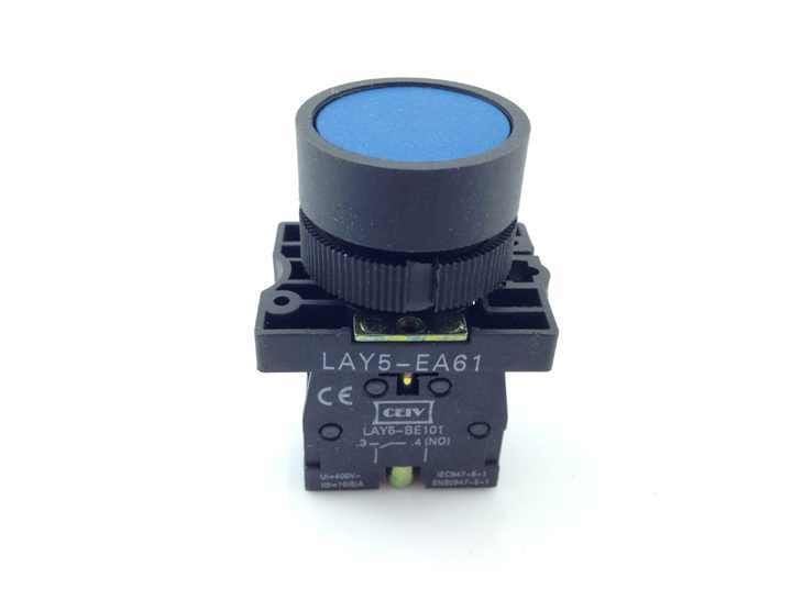 LAY5-EA61 MAVİ PLASTİK YAYLI BUTON