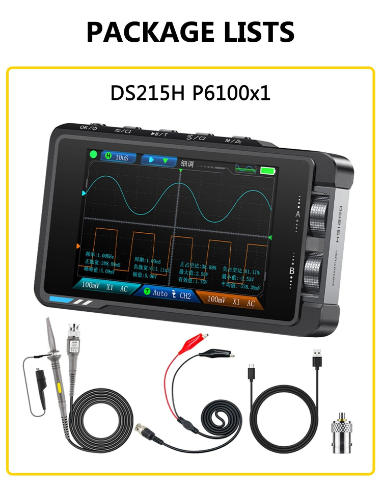 FNIRSI DS215H 2’si 1 Arada 50MHz Çift Kanal Dijital Osiloskop ve DDS Sinyal Jeneratörü