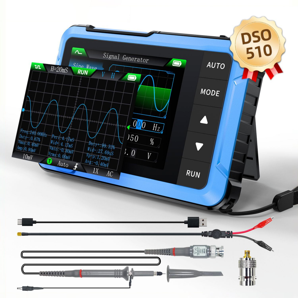 Fnirsi DSO-510H 2'si 1 Arada Mini El Tipi Dijital Osiloskop DDS Sinyal Jeneratörü