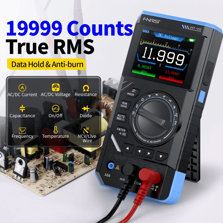 FNIRSI DST-210 3’ü 1 Arada El Tipi Osiloskop + Multimetre + Sinyal Jeneratörü