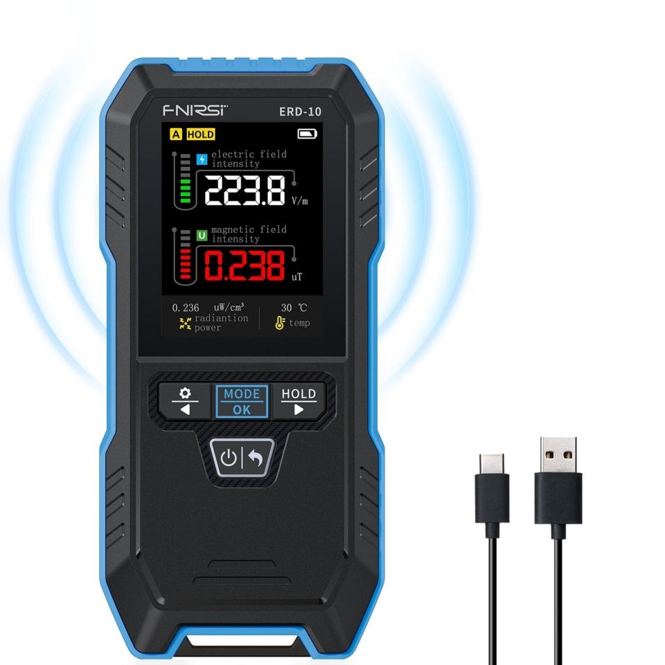 FNIRSI ERD-10 4'ü 1 Arada Elektromanyetik Radyasyon Detektörü