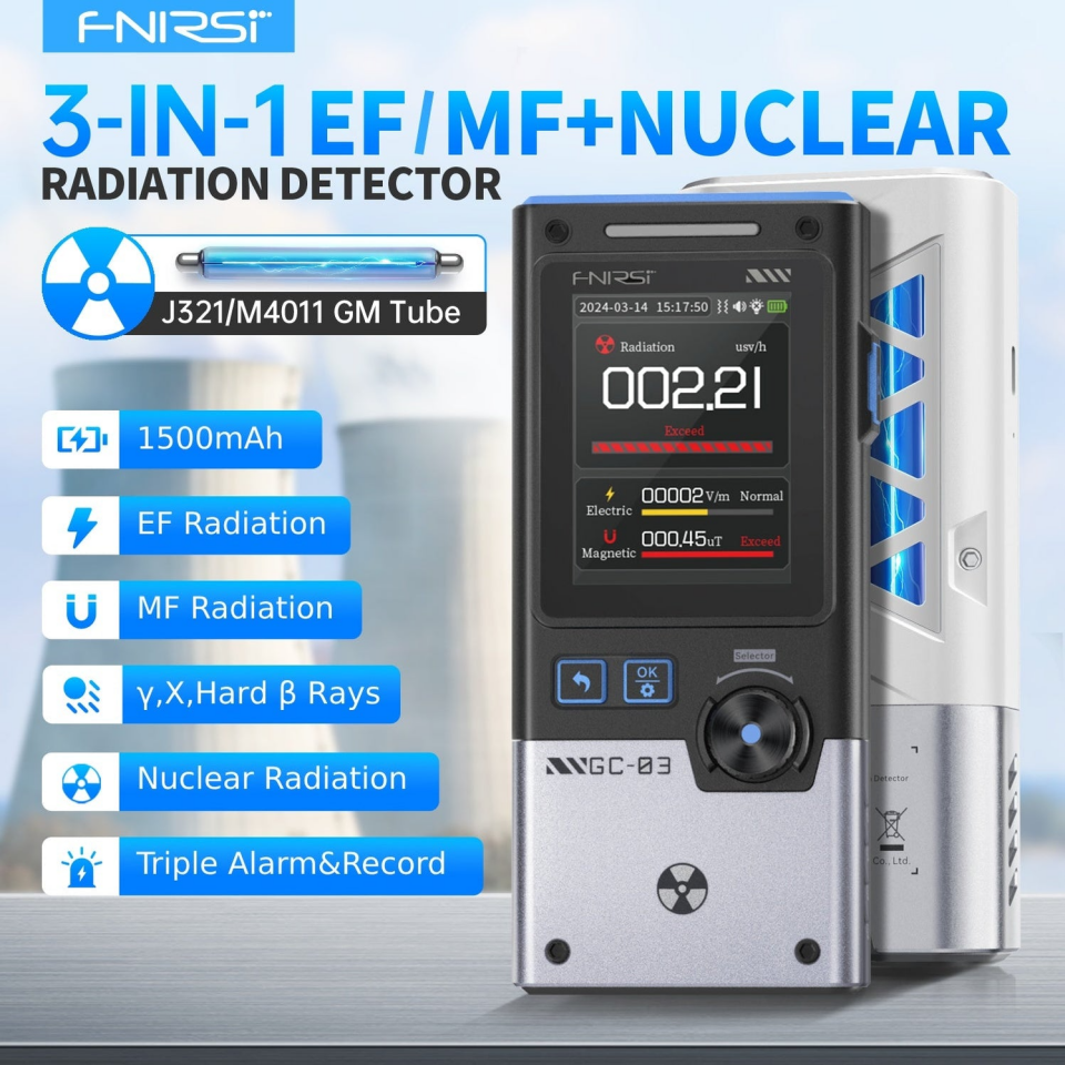 FNIRSI GC-03 BK Çok Fonksiyonlu Radyasyon Detektörü Test Cihazı Beyaz Renk