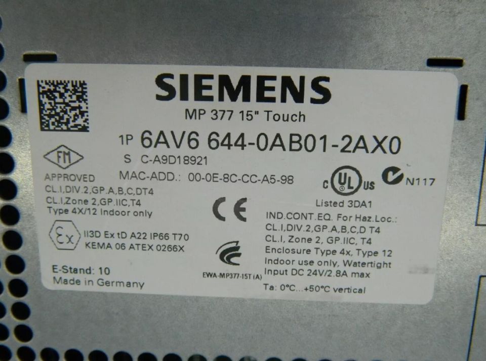 SIEMENS 6AV6 644-0AB01-2AX0 SIEMENS ÇOKLU PANEL