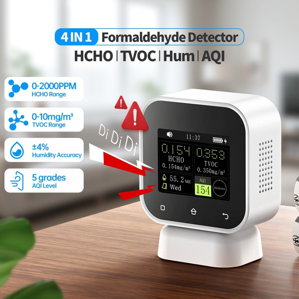 FNIRSI SFD-02 4'ü 1 Arada İç Hava Kalitesi Monitörü
