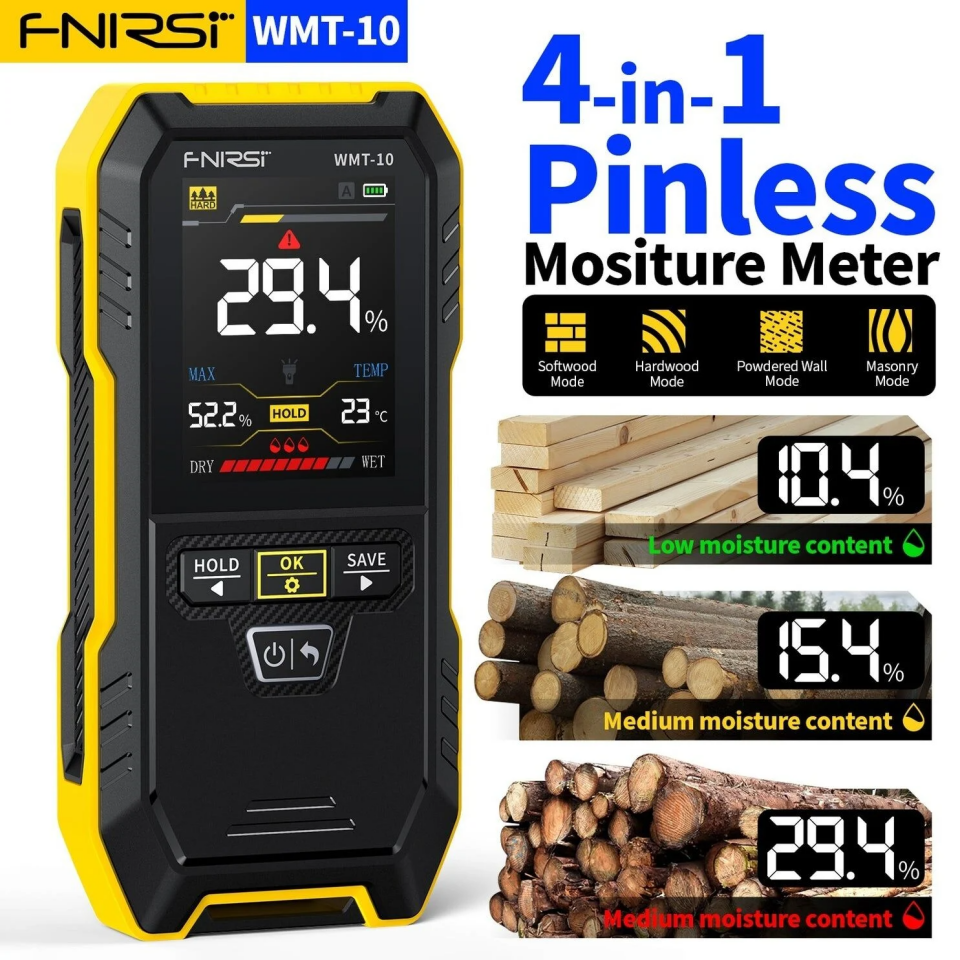 Fnirsi WMT-10 Temassız Endüktif Ahşap ve Duvar Nem Ölçer Higrometre