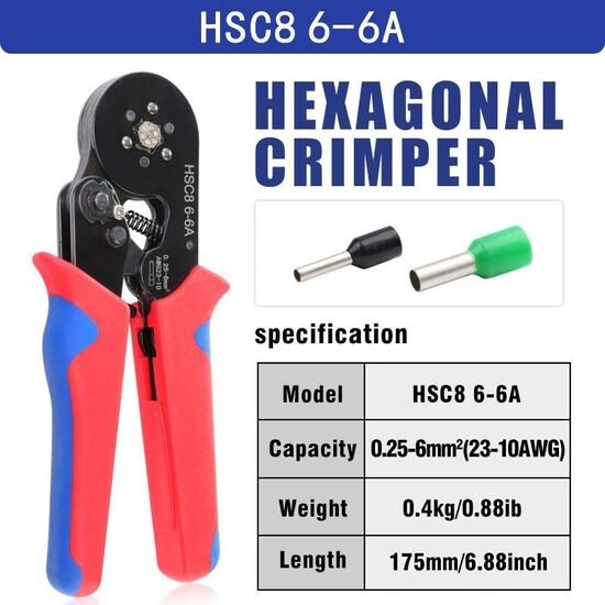 0,25-6 mm 6 Köşeli Yüksük Sıkma Pensesi HSC8 6-6A | Profesyonel Seri