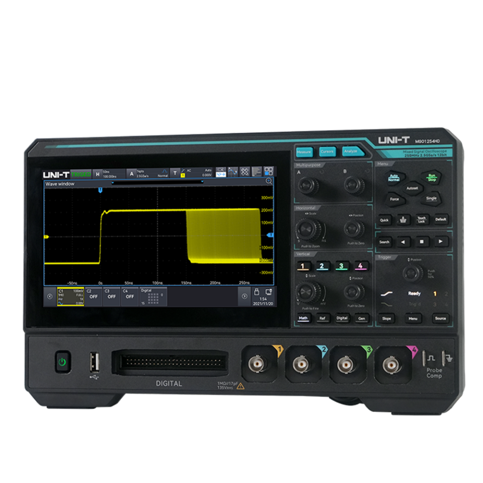 UNI-T MSO1254HD 250MHz 4 Kanal 12 Bit Karışık Sinyal Osiloskop