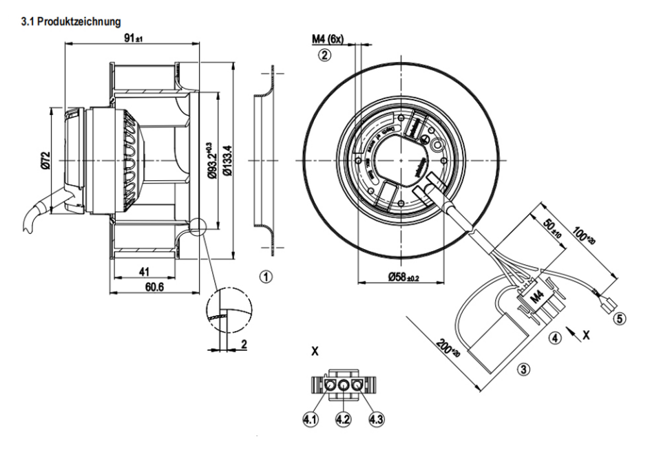 EBMPAPST R2E133-BH66-26 - 230V 0.11A 50/60Hz 4 Kablolu AC Radyal Fan