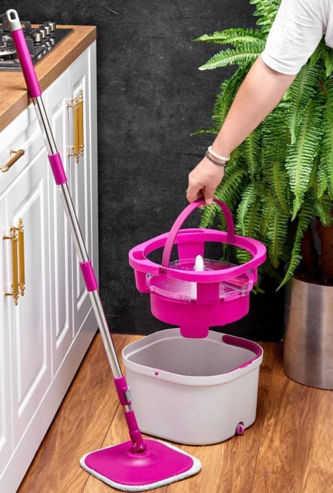 KING YENİ NESİL ÇİFT KOVALI TEMİZ & KİRLİ SUYU AYIRMA ÖZELLİKLİ MOP, PASPAS TEMİZLİK SETİ